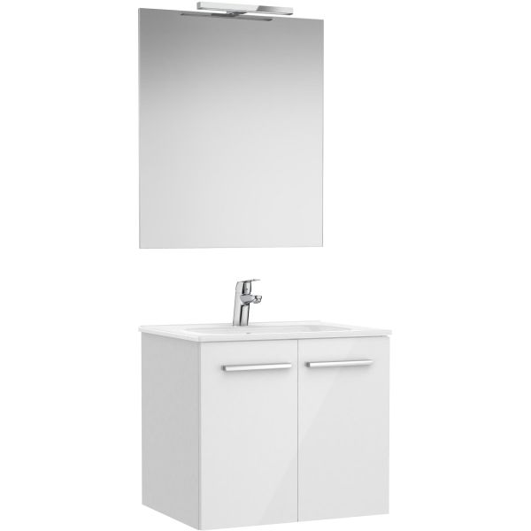 Pack VICTORIA 600mm 2 puertas ( Mueble Unik + espejo + aplique LED) Blanco ROCA A851658806, 