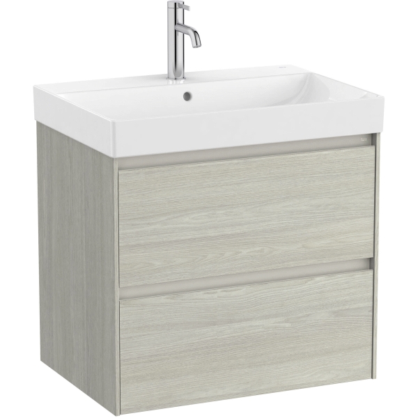 Conjunto 2C ONA 650X460 (mueble + lavabo) ROBLE CLARO ROCA A851689512, 65 cm 70 700 650 450 45 2 dos cajones de bao