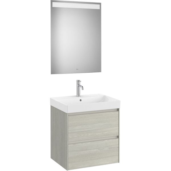 Conjunto 2C ONA 600 (mueble + lavabo + espejo LED) ROBLE CLARO ROCA A851704512, 