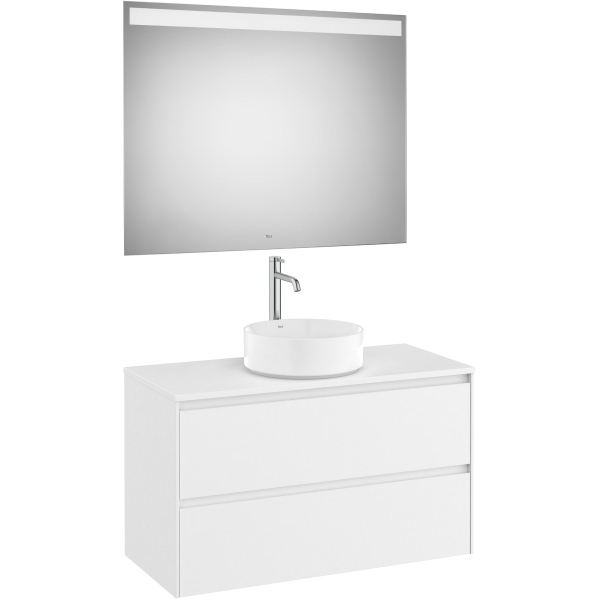 Mueble 2C ONA 800 (mueble + para lavabo so/enci centrado+espejo Eidos) Blanco mate ROCA A851716509, 