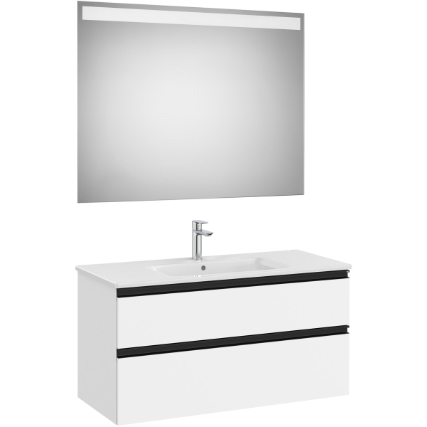 Pack unick THE GAP 1000x460mm 2C(mueble+lavabo cent.+espejo LED) Bl. Mate Tir.Negro A851854509 ROCA, 