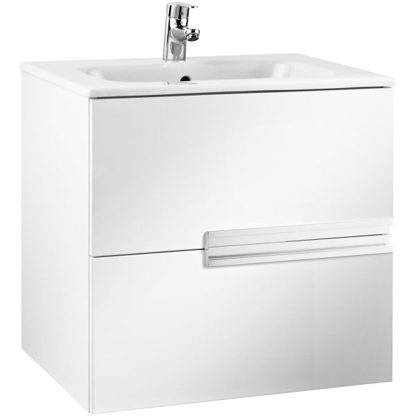 CONJUNTO UNIK VICTORIA-N 700 + LAVABO BLANCO BRILLO ROCA, Recomendado muebles de Lababos washbasin basin lavavos Lavabos wall hung vanity unit and basin two drawers