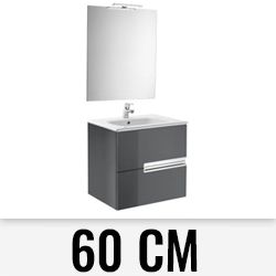 Pack VICTORIA-N de 2 cajones 600mm ( mueble + lavabo + espejo + aplique LED ) Gris Antracita ROCA, Recomendado muebles de Family de bao suspendido