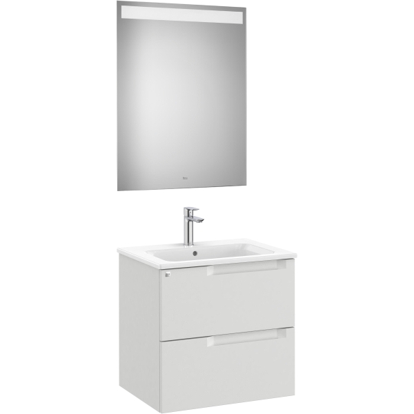 Pack Unik ALEYDA 600 2C  (mueble + lavabo+ espejo Led) Gris piedra A851833514 ROCA, 