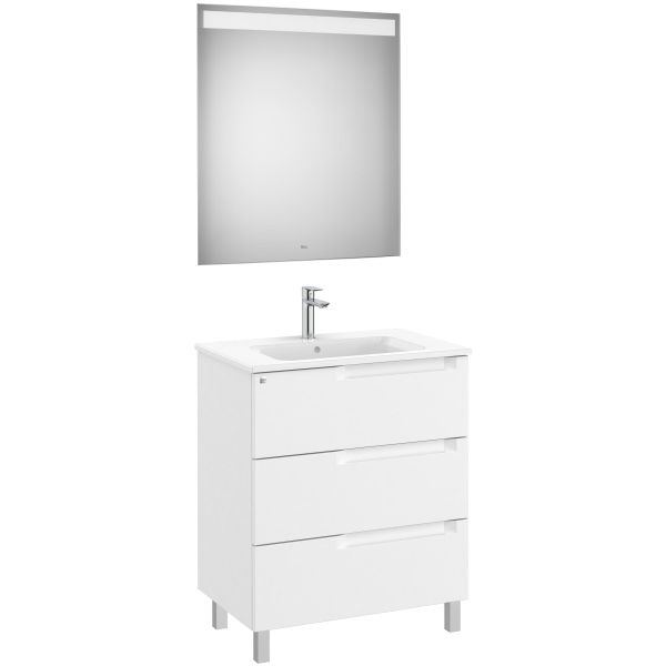 Conjunto 3C ALEYDA 700 (mueble + lavabo + espejo LED) Blanco mate ROCA A851842509, 