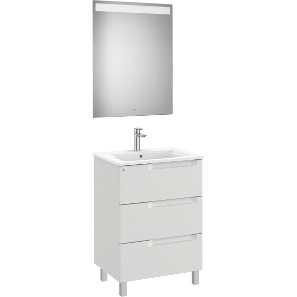 Pack Unik ALEYDA 600 3C  (mueble + lavabo+ espejo Led) Gris piedra A851841514 ROCA, 