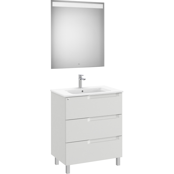 Pack Unik ALEYDA 700 3C  (mueble + lavabo+ espejo Led) Gris piedra A851842514 ROCA, 