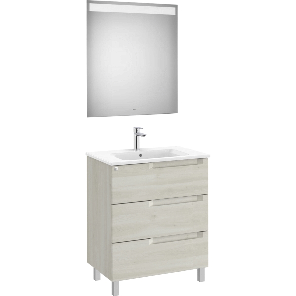 Pack Unik ALEYDA 700 3C  (mueble + lavabo+ espejo Led) Madera Blanca A851842525 ROCA, 