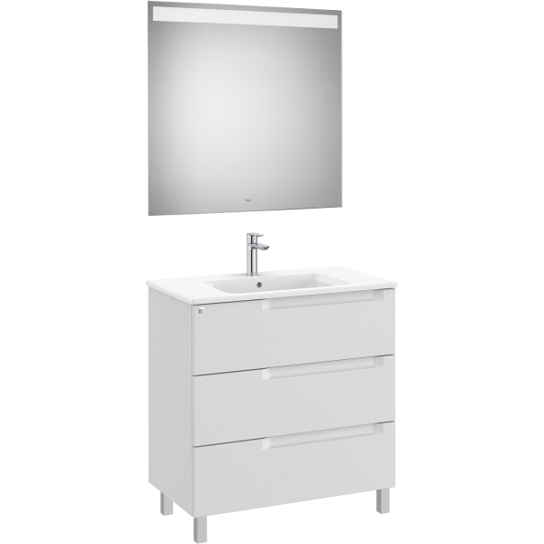 Pack Unik ALEYDA 800 3C  (mueble + lavabo+ espejo Led) Piedra Gris A851844514 ROCA, 