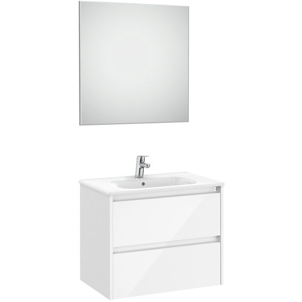 Conjunto 2C TENET 700 (mueble + lavabo + espejo + aplique LED) Blanco brillo ROCA A851786806, 