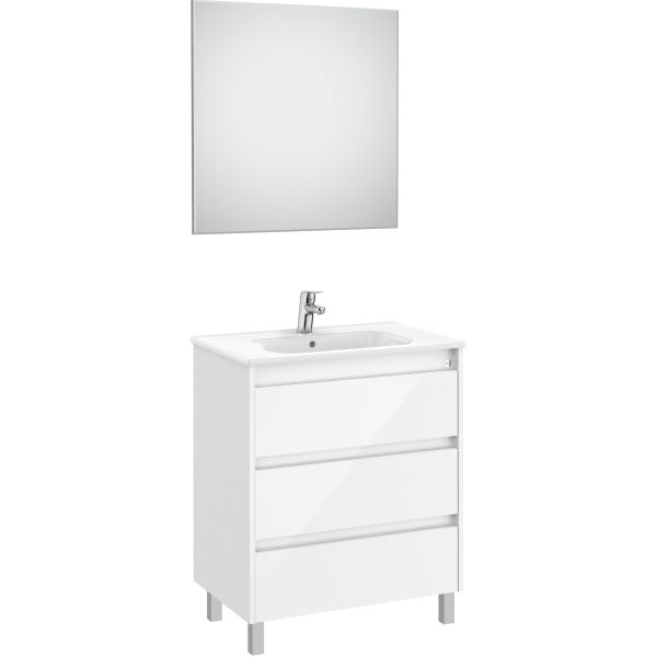 Conjunto 3C TENET 700 (mueble + lavabo + espejo+ aplique LED) blanco mate ROCA A851790806, 