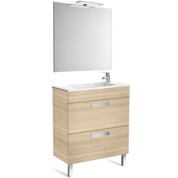 PACK DEBBA COMPACT DE 700 mm ROBLE INCLUYE MUEBLE DE 2 PUERTAS + LAVABO + ESPEJO + APLIQUE ROCA, MUEBLE DE 70 CM Mueble de bao Lababos washbasin basin lavavos Lavabos