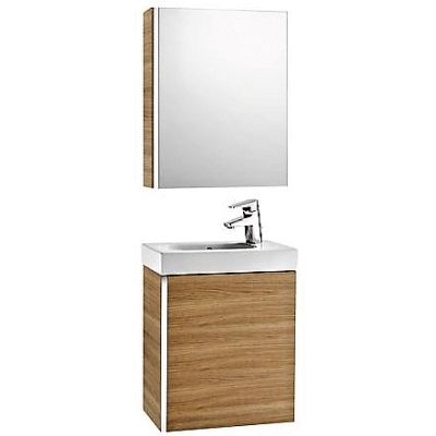 Conjunto de MUEBLE MINI de 450 mm con lavabo y armario espejo color roble ref A855866155 ROCA, 8414329939323  Lababos washbasin basin lavavos Lavabos