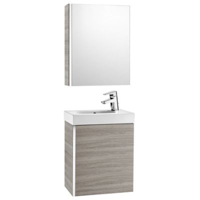 CONJUNTO DE MUEBLE MINI DE 450 mm CON LAVABO Y ARMARIO ESPEJO COLOR ARENA ROCA, Lababos washbasin basin lavavos Lavabos