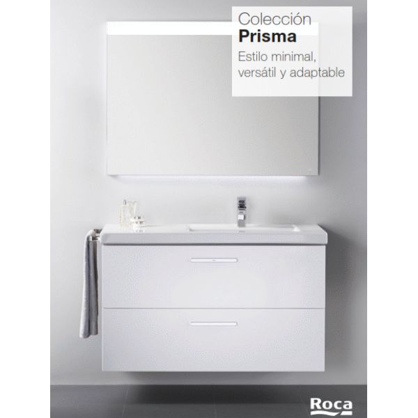 PACK PRISMA DE 900 mm  2 CAJONES BLANCO BRILLO (MUEBLE+LAVABO+ESPEJO LED) ROCA, Lababos washbasin basin lavavos Lavabos