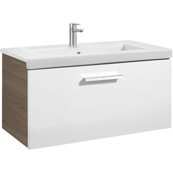 MUEBLE UNIK PRISMA DE 800 mm DE 1 CAJON BLANCO FRESNO (MUEBLE+LAVABO) ROCA, Lababos washbasin basin lavavos Lavabos