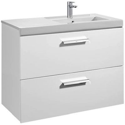 Mueble unik PRISMA de 900mm derecha 2 cajones BLANCO BRILLO (mueble+lavabo) ROCA A855954806, 8433290326246 90cm  Lababos washbasin basin lavavos Lavabos wall hung vanity unit and basin two drawers