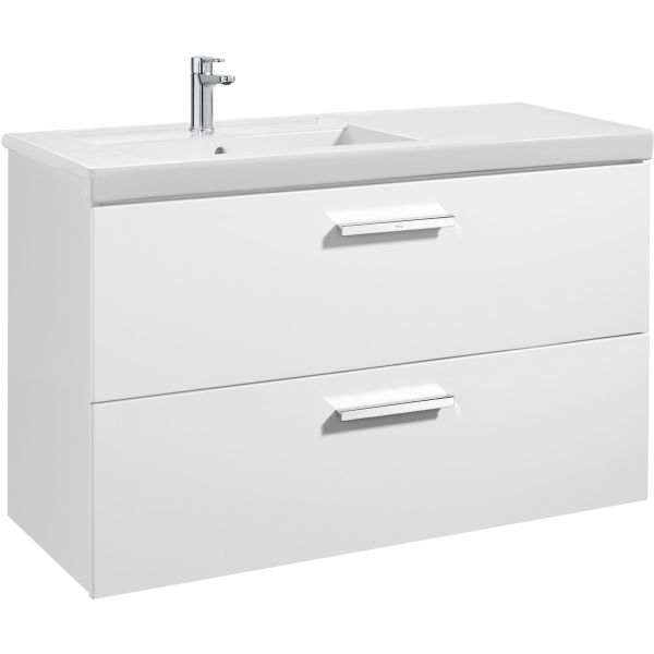 MUEBLE UNIK PRISMA DE 1100 mm IZQUIERDA 2 CAJONES BLANCO (MUEBLE+LAVABO) ROCA, Lababos washbasin basin lavavos Lavabos wall hung vanity unit and basin two drawers