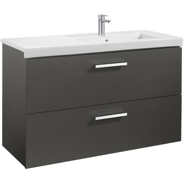 Mueble UNIK PRISMA de 1100 mm derecha 2 cajones gris antracita (MUEBLE+LAVABO) ROCA A855956153, wall hung vanity unit and basin two drawers