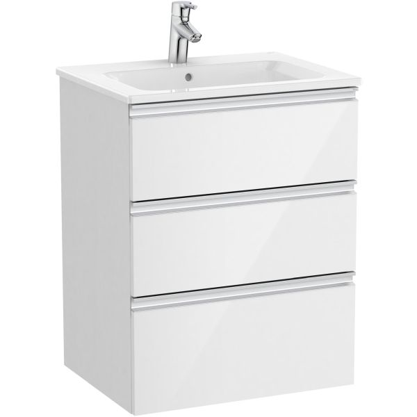 Conjunto UNIK THE GAP de 3 cajones (mueble + lavabo) 600 x 460 mm Blanco ROCA, 