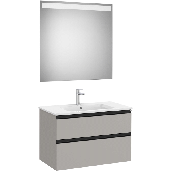 Pack THE GAP 800x460mm 2C (mueble+lavabo+espejo LED) alt 537mm GRIS MATE ROCA, 