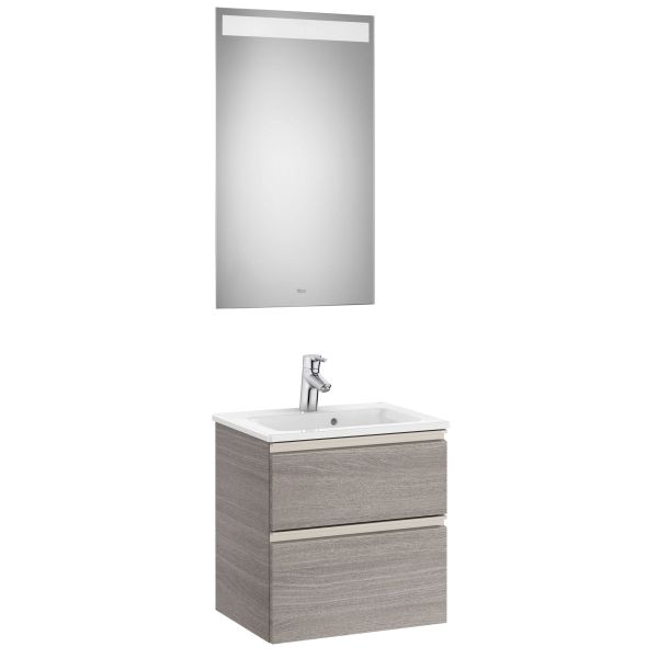 Pack THE GAP COMPACT fondo reducido 500x380mm 2C (mueble+lavabo+espejo Eidos) Roble City ROCA, CONJUNTO CONGLOMERADO DE 50 CM Mueble de bao Lababos washbasin basin lavavos Lavabos