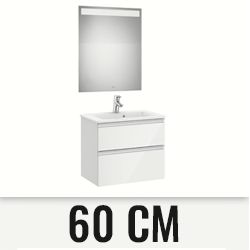 Pack THE GAP COMPACT 605x380mm 2C (mueble+lavabo+espejo Led) Blanco Brillo ROCA A851526806, 