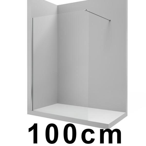 Panel lateral fijo VICTORIA DF 1000-1950mm cristal transparente perfil Plata Brillo ROCA AM18510012, 