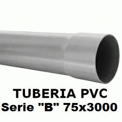 TUBO DE PVC PARA ENCOLAR DE 75x3000 SERIE B GRIS, TUBERIA DE PLASTICO DE 3 METROS SANITARIO SANITARIA 75-3000 Mts Mtr 75B Rigido Barras Evacuacion