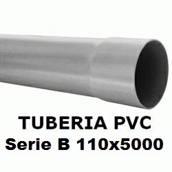 TUBO DE PVC PARA ENCOLAR DE 110x5000 SERIE B GRIS, TUBERIA DE PLASTICO DE 5 METROS SANITARIO SANITARIA 110-5000 Mts Mtr mm 110B Rigido Barras Evacuacion