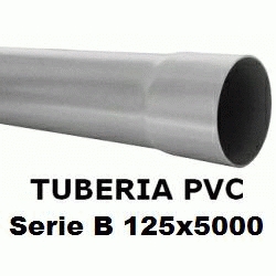 TUBO DE PVC PARA ENCOLAR DE 125x5000 SERIE B GRIS, TUBERIA DE PLASTICO DE 5 METROS SANITARIO SANITARIA 125-5000 Mts Mtr mm 125B Rigido Barras Evacuacion