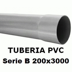 TUBO DE PVC PARA ENCOLAR DE 200x3000 SERIE B GRIS, TUBERIA DE PLASTICO DE 3 METROS SANITARIO SANITARIA 200-3000 Mts Mtr 200B Rigido Barras Evacuacion