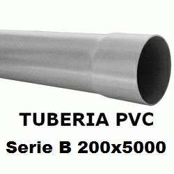 TUBO DE PVC PARA ENCOLAR DE 200x5000 SERIE B GRIS, TUBERIA DE PLASTICO DE 5 METROS SANITARIO SANITARIA 200-5000 Mts Mtr mm 200B Rigido Barras Evacuacion