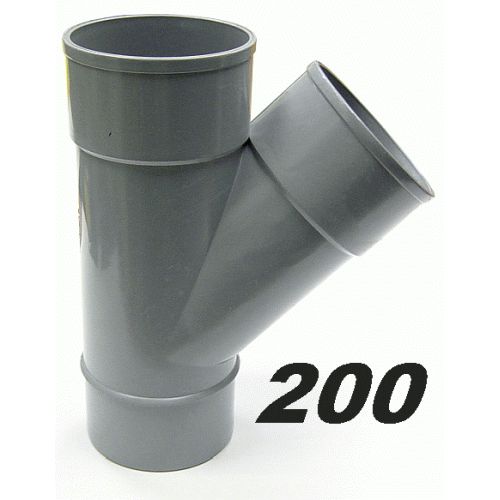 TE DE PVC DE 200 45 MACHO HEMBRA GRIS, MH DERIVACIONES para encolar DERIBACIONES tes SANITARIOS SANITARIAS (MH) ( MH ) (M-H) ( M-H ) ACCESORIOS PARA M/H 200x45 evacuaciones