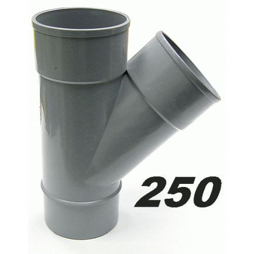 TE DE PVC DE 250 45 MACHO HEMBRA GRIS, MH DERIVACIONES para encolar DERIBACIONES tes SANITARIOS SANITARIAS (MH) ( MH ) (M-H) ( M-H ) ACCESORIOS PARA M/H 250x45 evacuaciones