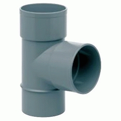 TE DE PVC DE 250 87 MACHO HEMBRA GRIS, para encolar SANITARIOS SANITARIAS ( MH ) (MH) (M-H) ( M-H ) ACCESORIOS PARA M/H 250x87 evacuaciones