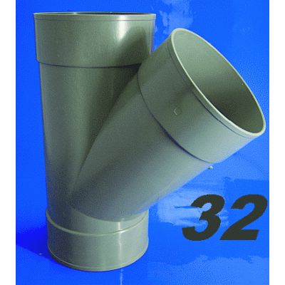 TE DE PVC DE 32 45 HEMBRA HEMBRA GRIS, HH DERIVACIONES para encolar DERIBACIONES tes SANITARIOS SANITARIAS ACCESORIOS PARA H/H H-H 32x45 evacuaciones