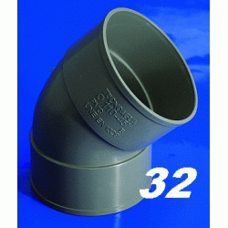 CODO DE PVC PARA ENCOLAR DE 32 45 HEMBRA HEMBRA GRIS, HH H-H CURVA Recomendado ECNMC para encolar CURBA codos SANITARIOS SANITARIAS ACCESORIOS PARA H/H 32x45 evacuaciones elbow