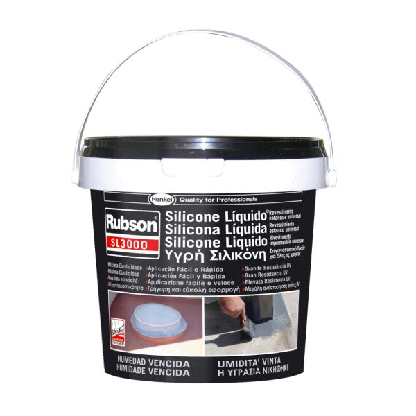 BOTE DE 5 KILOS DE SILICONA LIQUIDA RUBSON SL3000 COLOR NEGRO HENKEL, kg kilogramos