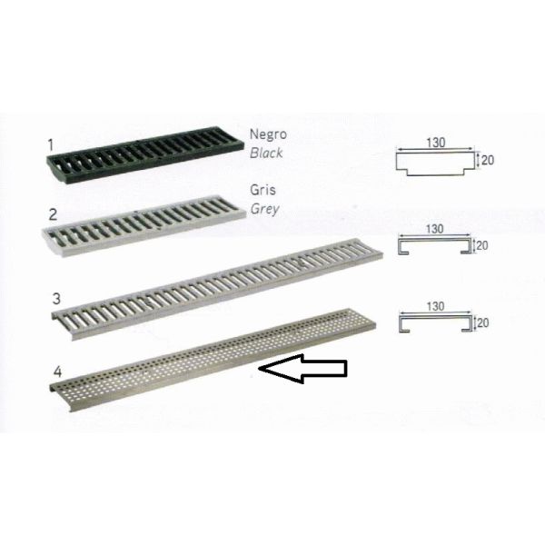 REJA PARA PISCINA EN ACERO INOXIDABLE AISI 316 DE 1000 mm PARA ECOCANAL DE 1000 REF. 38513RPIA4 HYD, hydrafix ACERO INOX AISI 316 SUPERFICIES PEATONALES CLASE A15 CARGA 15 KN HIDRAFIX IDRAFIX YDRAFIX