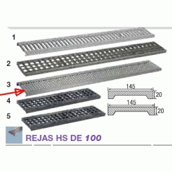 REJA PARA PISCINA EN ACERO INOXIDABLE A15 DE 1000 mm PARA CANAL HS DE 100 REF. 38600R120 HYDRAFIX, ACERO INOX AISI 316 SUPERFICIES PEATONALES CLASE A15 CARGA 15 KN HIDRAFIX IDRAFIX YDRAFIX