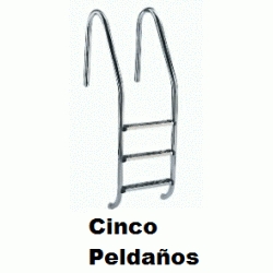 ESCALERA PASAMANOS STANDARD DE 5 PELDAOS DE ACERO INOXIDABLE  PARA PISCINA REF. 05491 FLUIDRA, ASTRAL ESCALONES Recomendado ECNMC  AISI304 INOX Descripcin: Escaleras con pasamanos modelo Standard, para piscinas enterradas, fabricadas en tubo  43mm de acero inoxidable acabado pulido brillante. Peldaos en acero inoxidable y plstico. Su cuidado diseo garantiza seguridad contra todo tipo de deslizamientos o cortes. Suministradas con anclajes de fijacin, previstos para conexin a toma equipotencial. - Modelo LUXE: Pasamanos y peldaos en AISI-316. - Modelo STANDARD: Pasamanos y peldaos en AISI-304 - Modelo PLASTIC: Pasamanos AISI-304 y peldaos en material plstico. Seguridat Tuberias