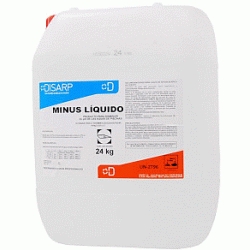 PRODUCTO PARA DISMINUIR EL PH DE LAS AGUAS DE PISCINA MINORADOR MINUS LIQUIDO ENVASE DE 24 Kg DISARP, MINOR BAJAR Recomendado ECNMC PARA REGULAR EL PH