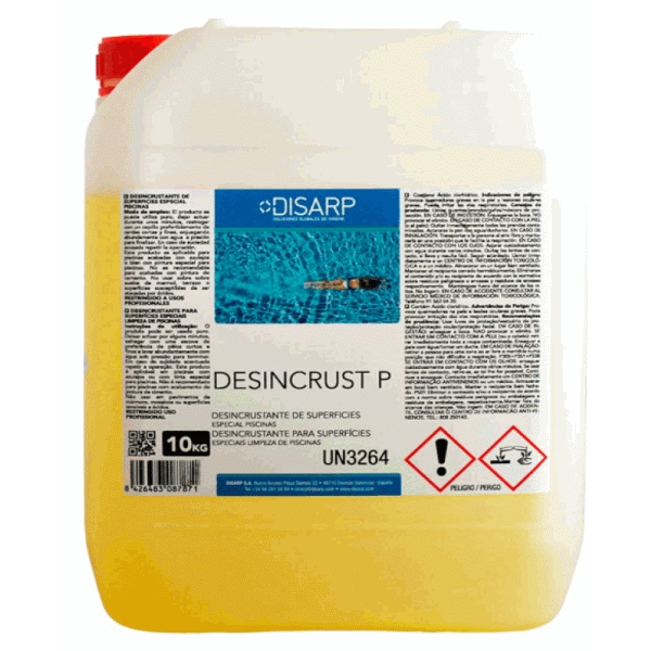 Desincrustante liquido para limpiar piscinas DESINCRUST P  en envase de 10 Kg DISARP, 