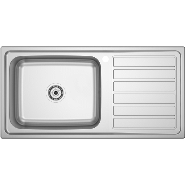 Fregadero sobre encimera GLASGOW 100 acero inox 1000x500x180 mm 1 s. 1 escur. derecha 873101C01 ROCA, 