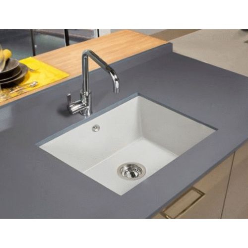 Fregadero sobre encimera LEDA de 1 cubeta de 555 mm x 515 mm Chocolate SYAN, 55,5x51,5cm 55.5x51.5cm Fregadera Sink SILACRYL FIBRA silacril sintetico SYAN pica kitchen sink