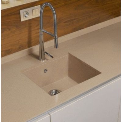 Fregadero sobre encimera LEDA de 1 cubeta de 555 mm x 515 mm Crema SYAN, fregaderas repisas bancadas LAVAVAJILLA boca kitchen sink cream colour