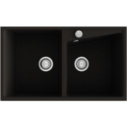 Fregadero sobre encimera KUMA 304 de 2 cubetas de 860 x 510 mm color NEGRO LISO POALGI, 86x51cm Fregadera Sink pica FIBRA SINTETICO SILACRYL Leroy Merlin leroymerlin bauhaus bauaus bricomart bricodepot leroi bahaus bajaus bricomart alibaba ikea amazon bricor aki bricorama lightinthebox light in the box ebay eachbuyer aliexpress tomtop el corte ingles Amazon SILACRIL kitchen sink