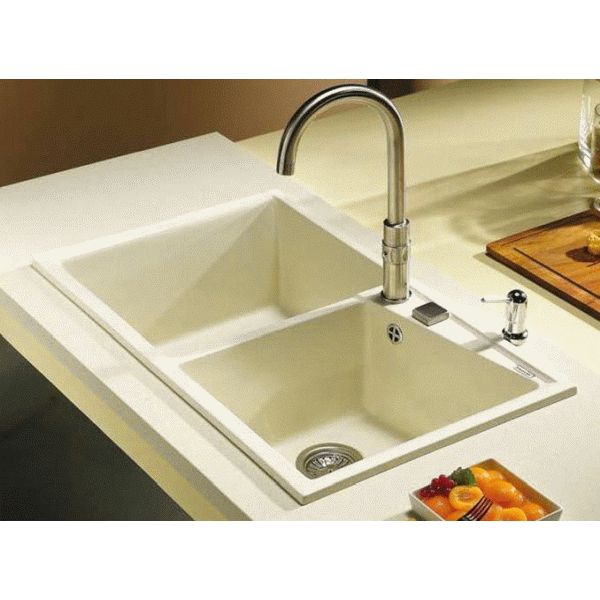 Fregadero sobre encimera KUMA 304 de 2 cubetas de 860 x 510 mm color VIDRIADO CREMA POALGI, Fregadera Sink pica FIBRA SINTETICO SILACRYL Leroy Merlin leroymerlin bauhaus bauaus bricomart bricodepot leroi bahaus bajaus bricomart alibaba ikea amazon bricor aki bricorama lightinthebox light in the box ebay eachbuyer aliexpress tomtop el corte ingles Amazon SILACRIL kitchen sink