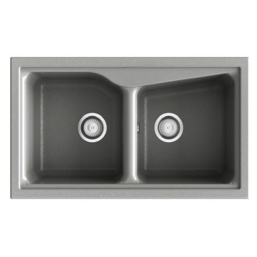 Fregadero sobre encimera CITY 322 de 2 cubetas de 860 x 510 mm color NEGRO LISO POALGI, 322NL NL322 CITI CYTY CYTI  Fregadera Sink SILACRYL FIBRA silacril sintetico SYAN pica  Cubetas kitchen sink